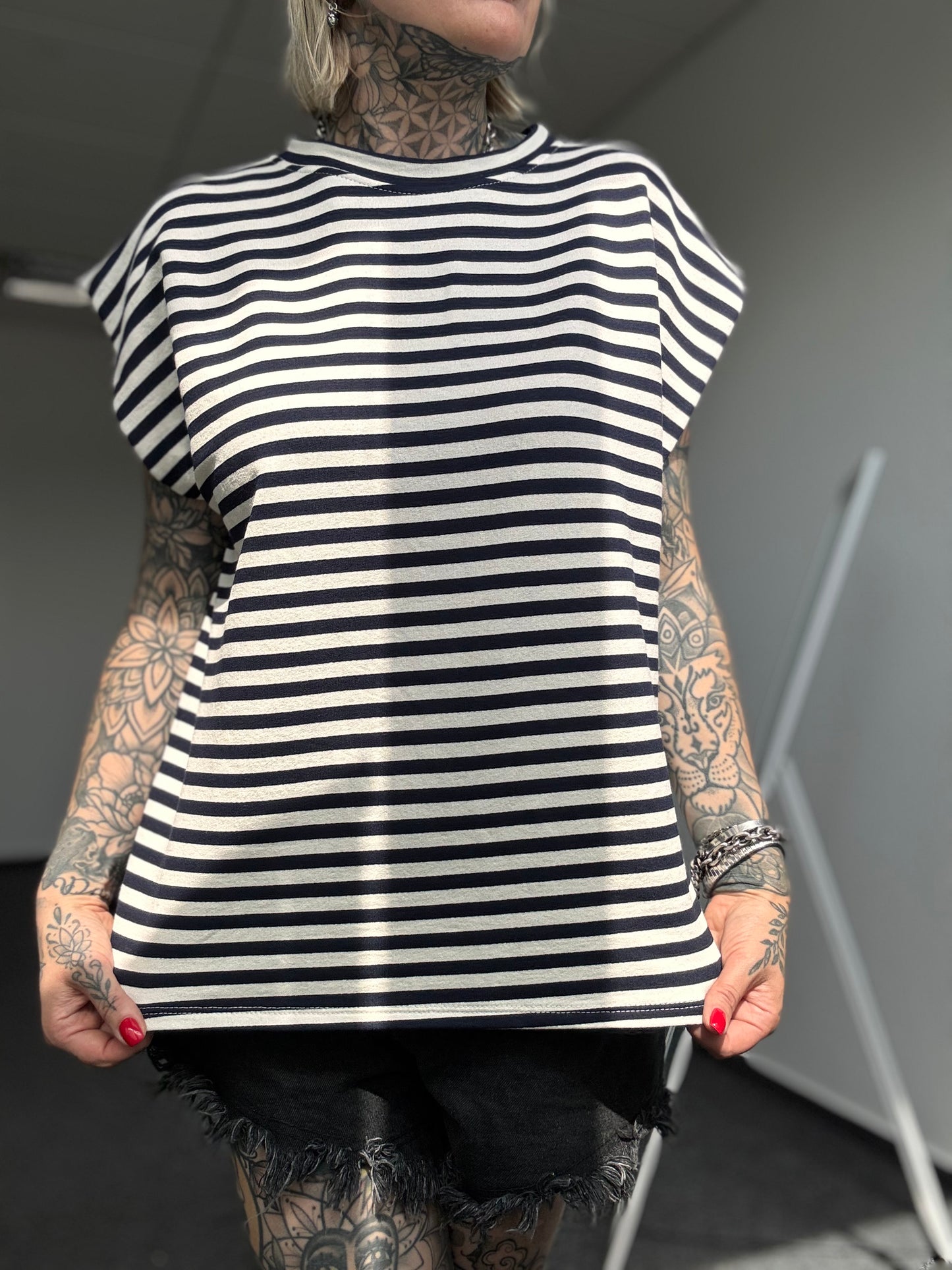 Basic Oversize Shirt // STRIPES BLAU/WEISS