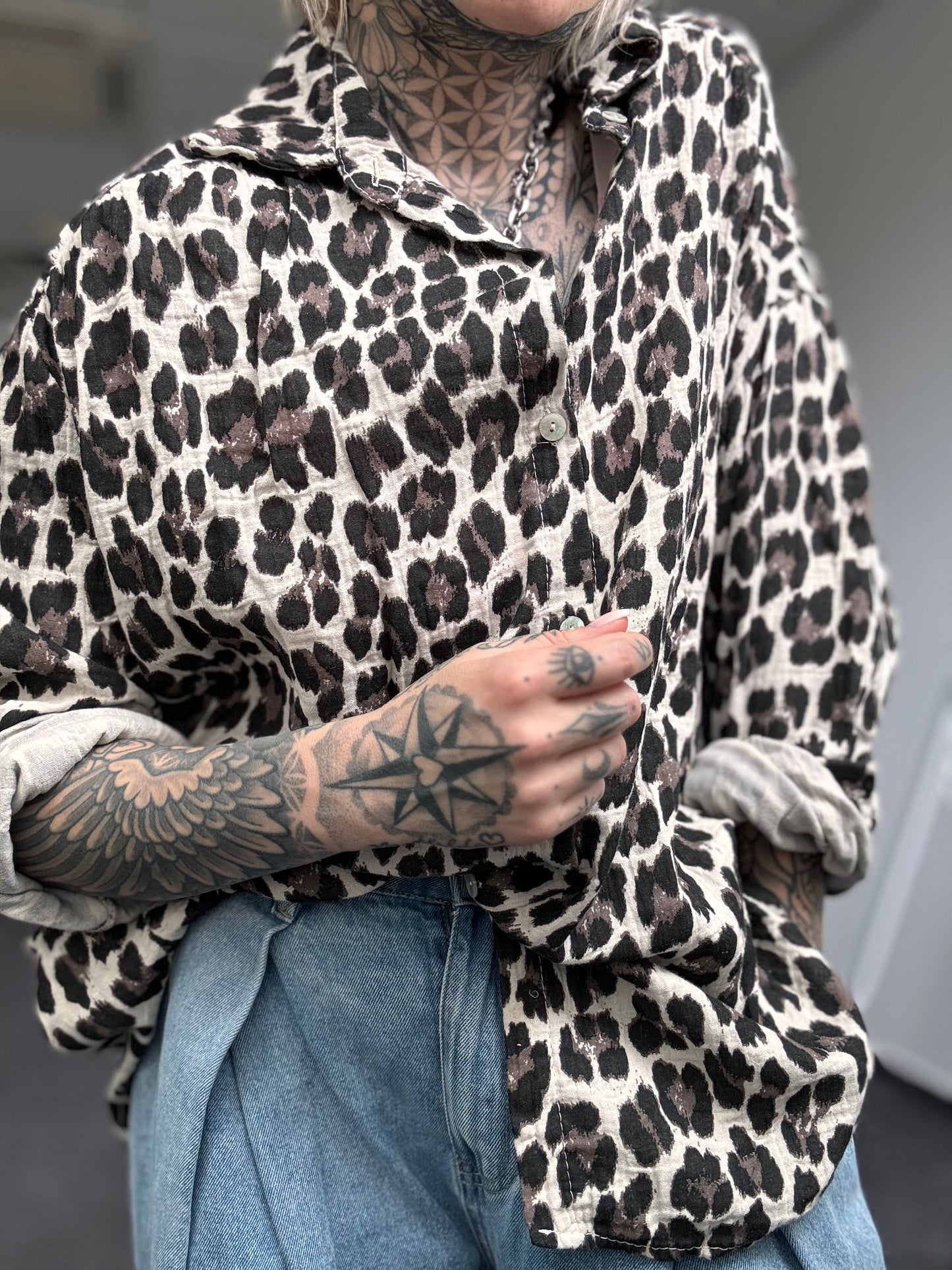 Musselin Oversize Bluse langarm //  LEO CLASSIC