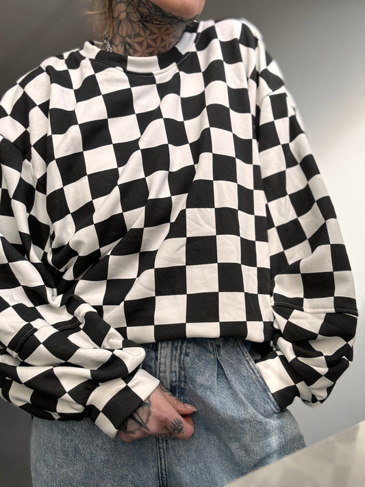 SWEATER // SCHACHBRETT SCHWARZ WEISS