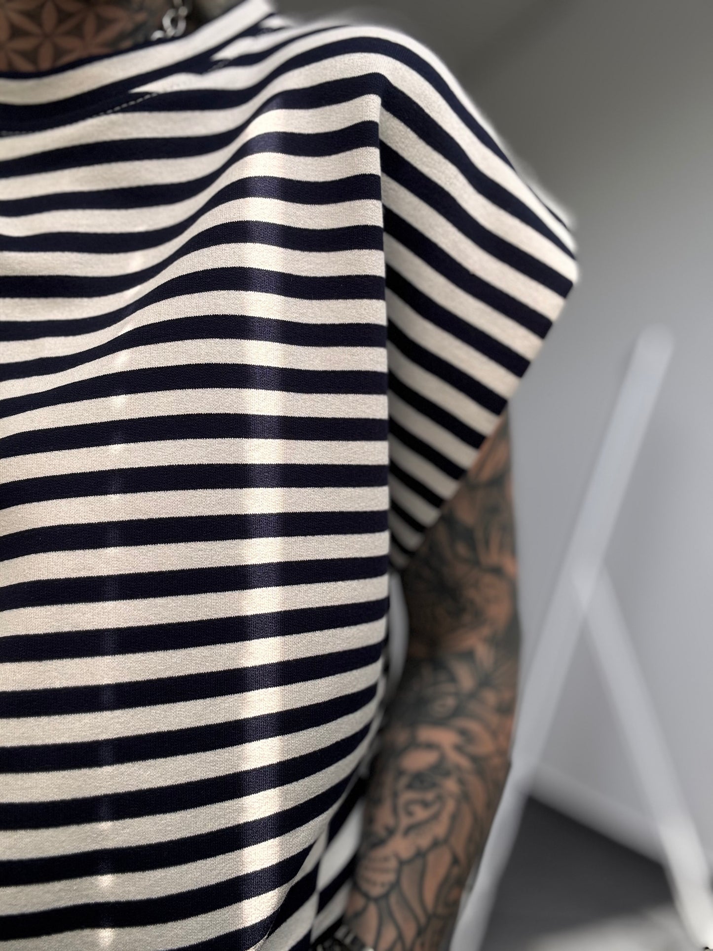 Basic Oversize Shirt // STRIPES BLAU/WEISS