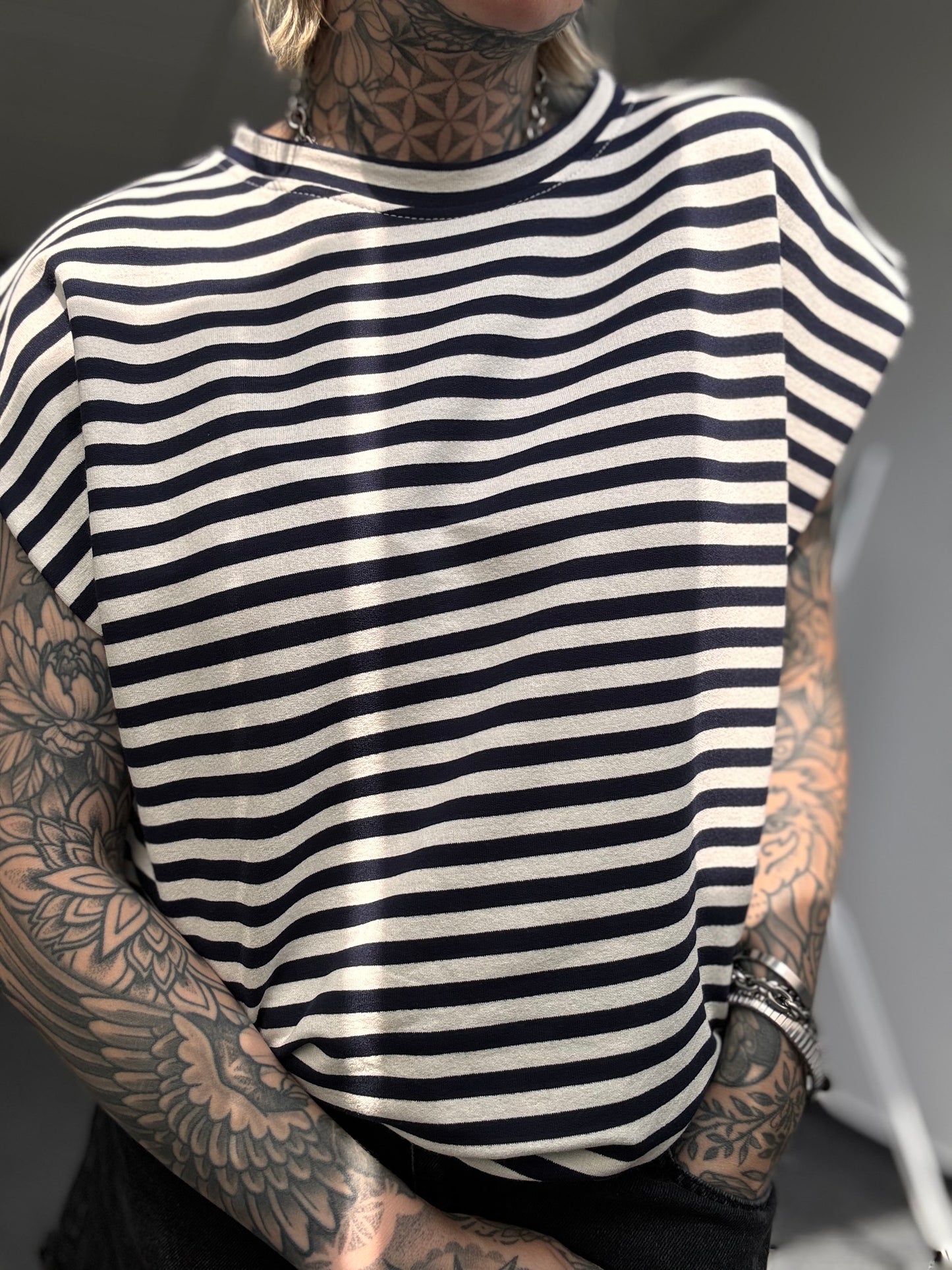 Basic Oversize Shirt // STRIPES BLAU/WEISS