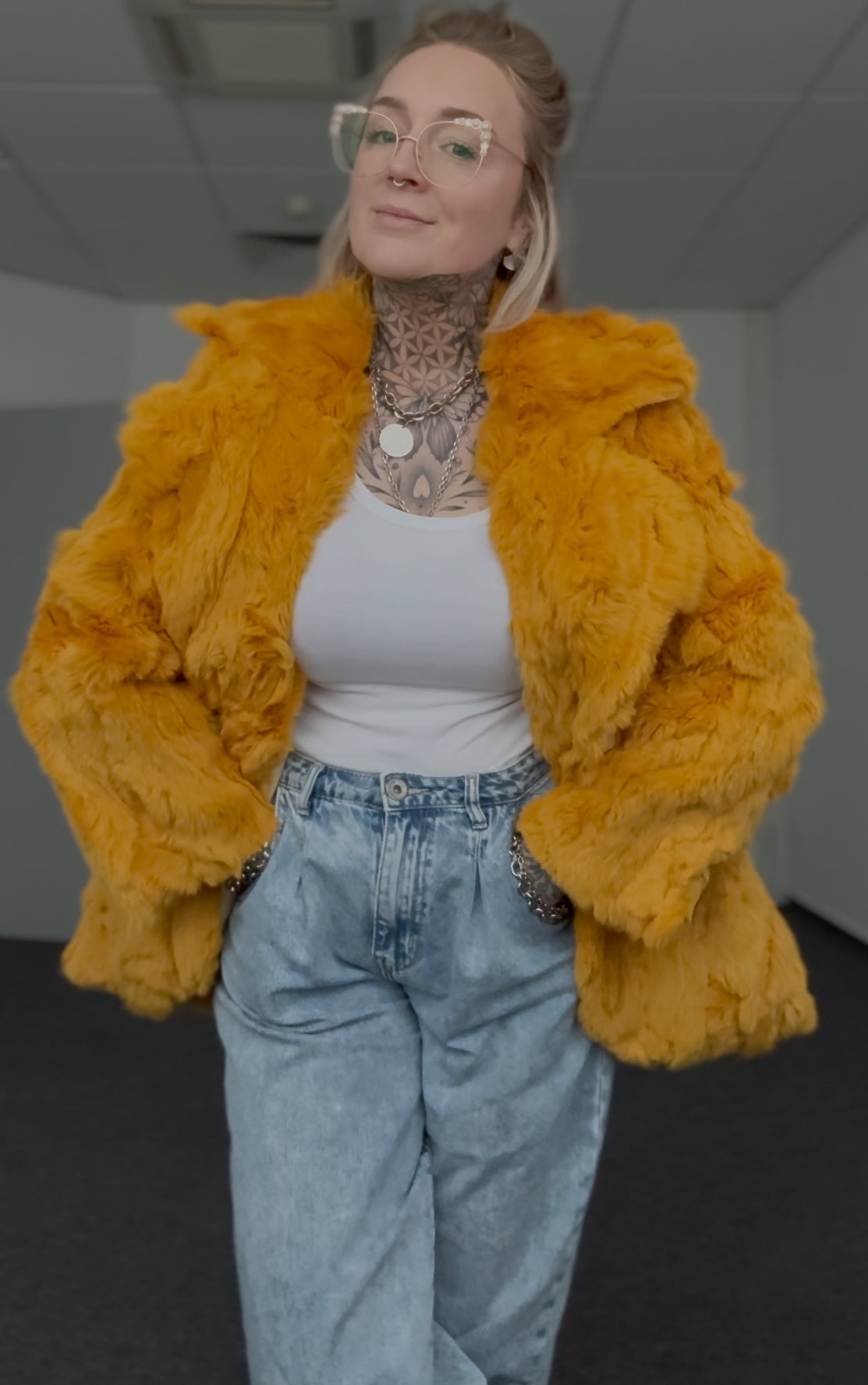 Pelzjacke // YELLOW Gr. 34-38