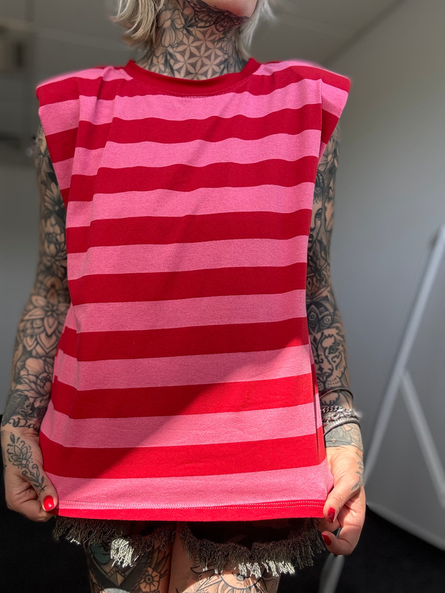 Shirt Schulterpolster // STRIPES ROSA/ROT