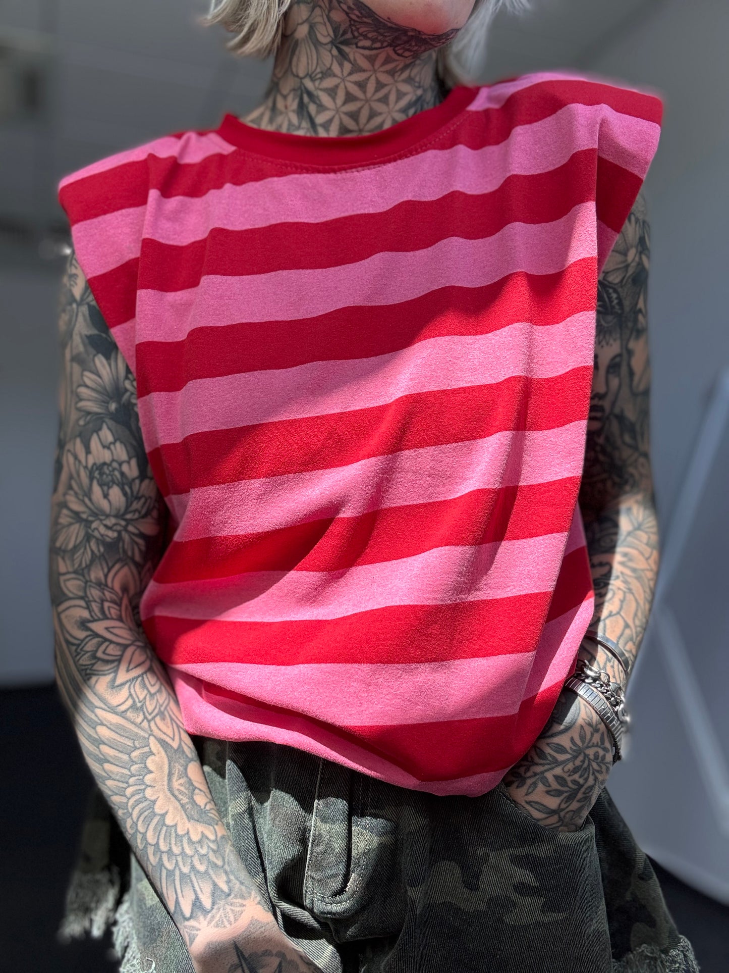 Shirt Schulterpolster // STRIPES ROSA/ROT