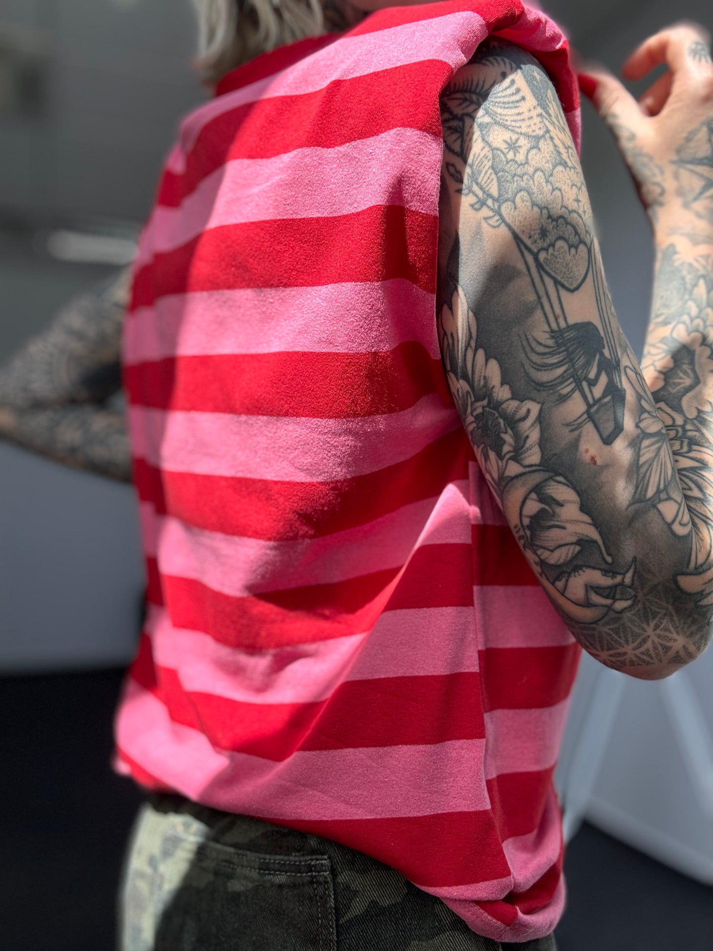Shirt Schulterpolster // STRIPES ROSA/ROT