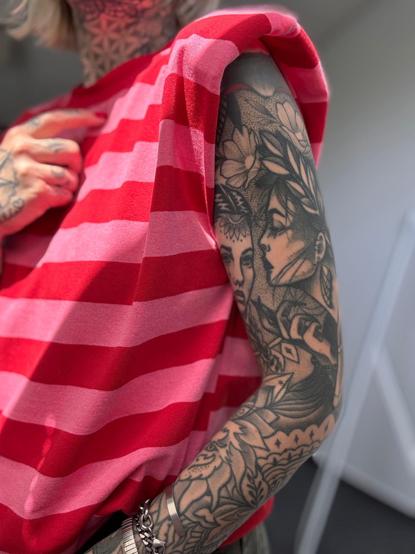 Shirt Schulterpolster // STRIPES ROSA/ROT