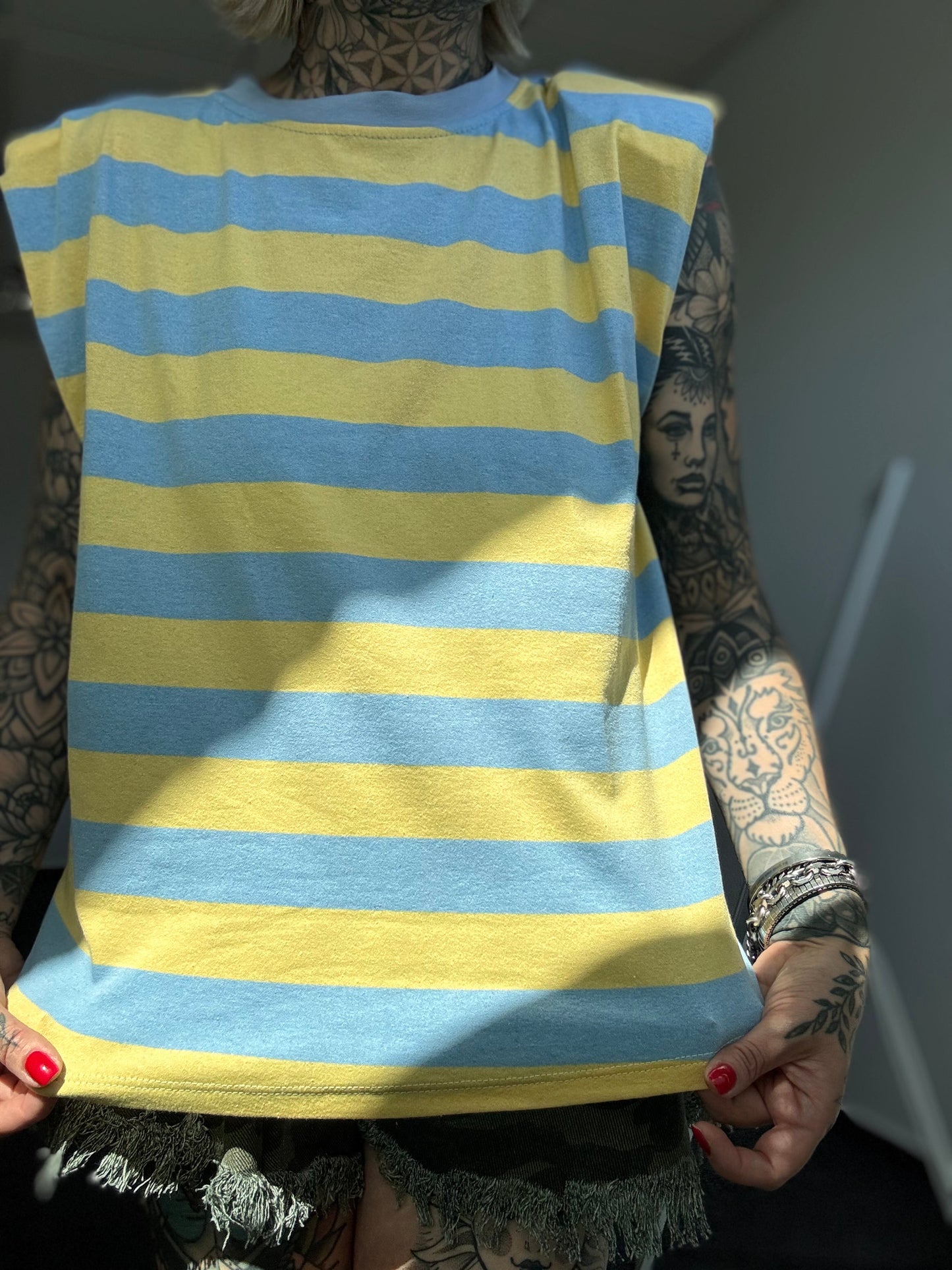 Shirt Schulterpolster // STRIPES GELB/BLAU