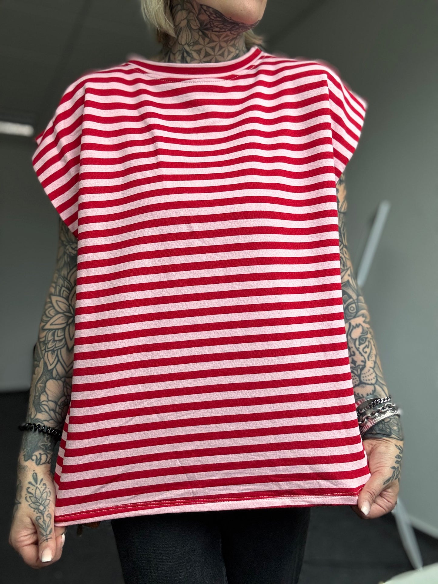 Basic Oversize Shirt // STRIPES ROSA ROT