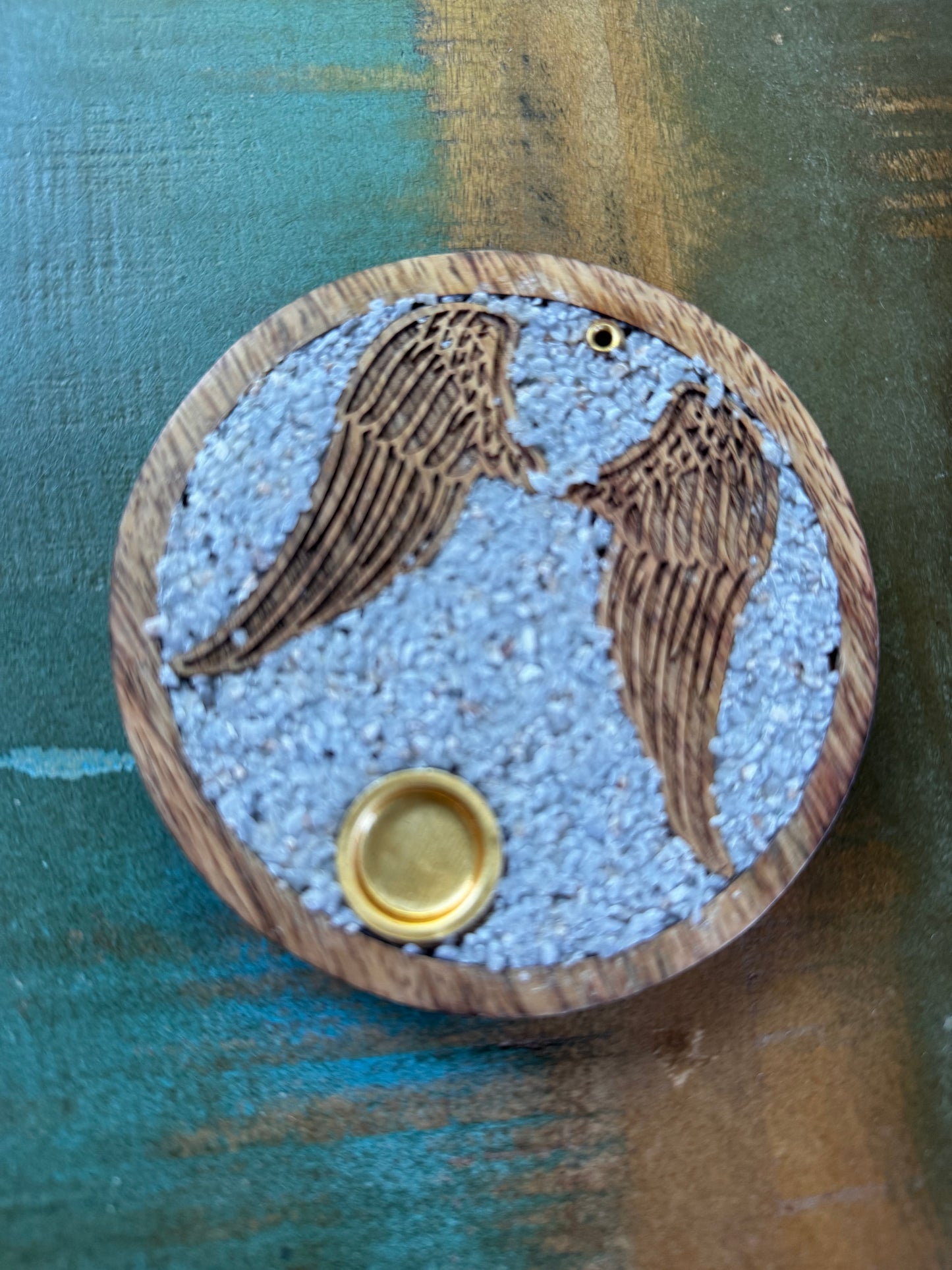 Räucherhalter // MANGOHOLZ ANGELITEDELSTEIN ENGELSFLÜGEL
