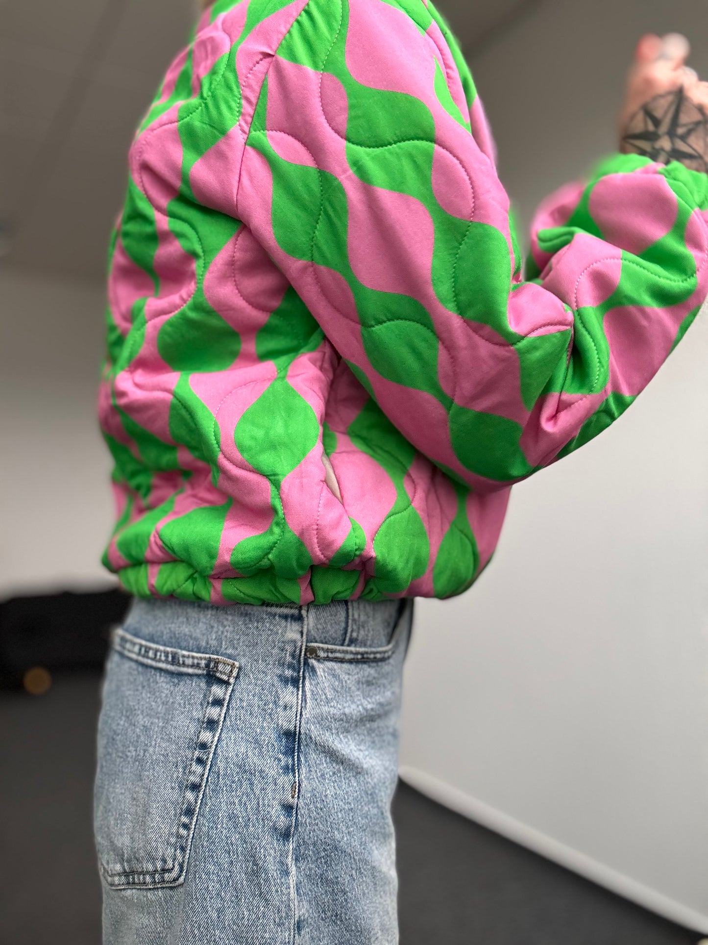 Steppjacke // GRÜN PINK
