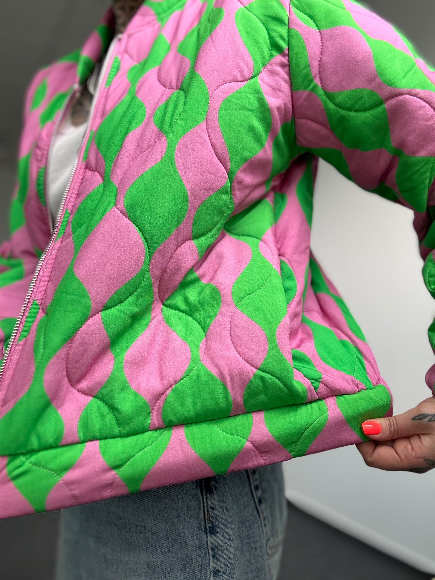Steppjacke // GRÜN PINK