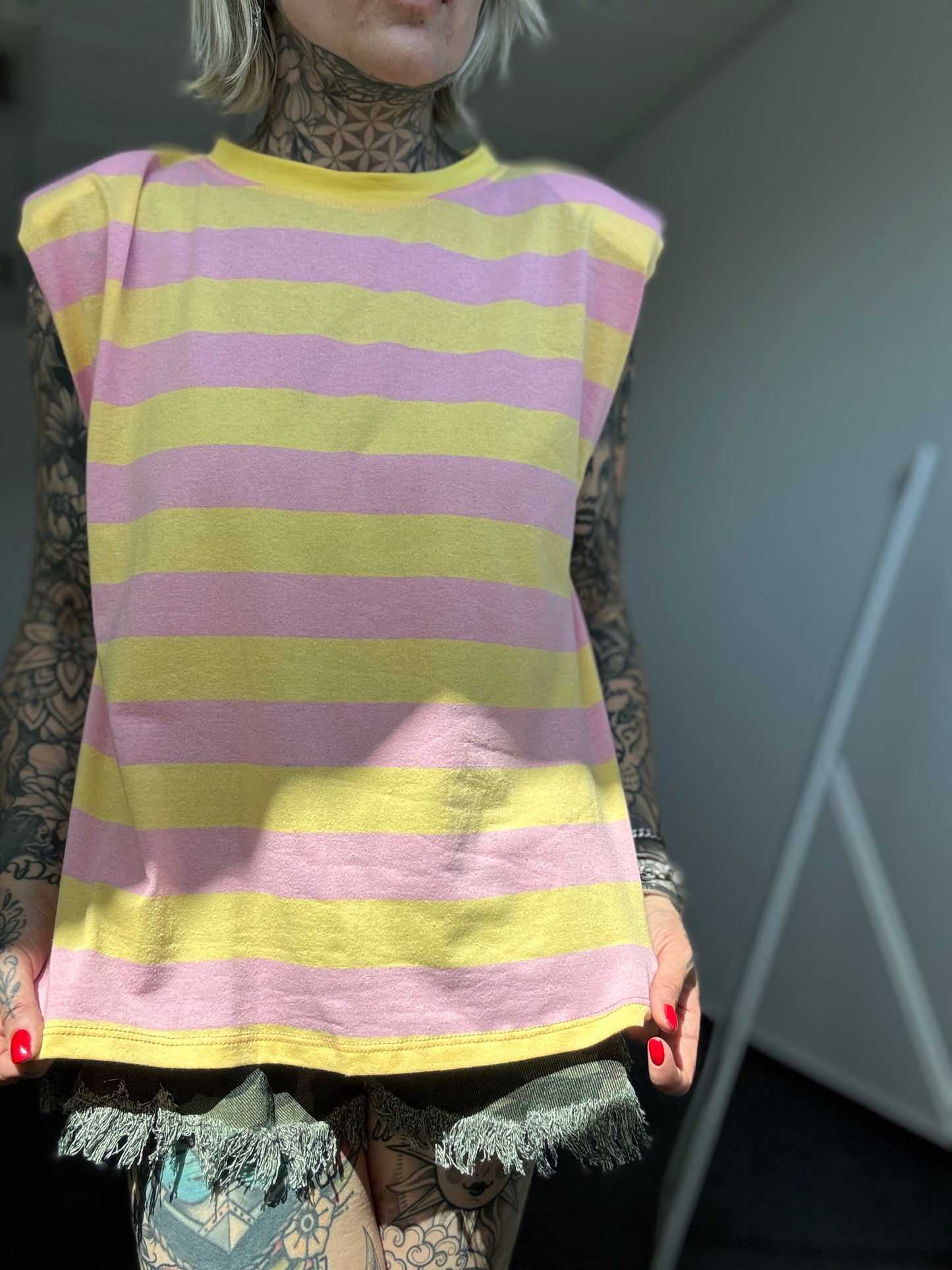 Shirt Schulterpolster // STRIPES GELB/ROSA