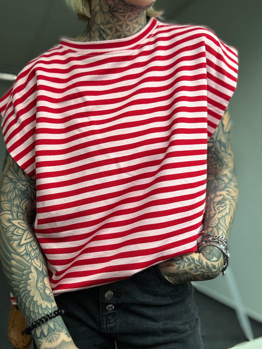 Basic Oversize Shirt // STRIPES ROSA ROT