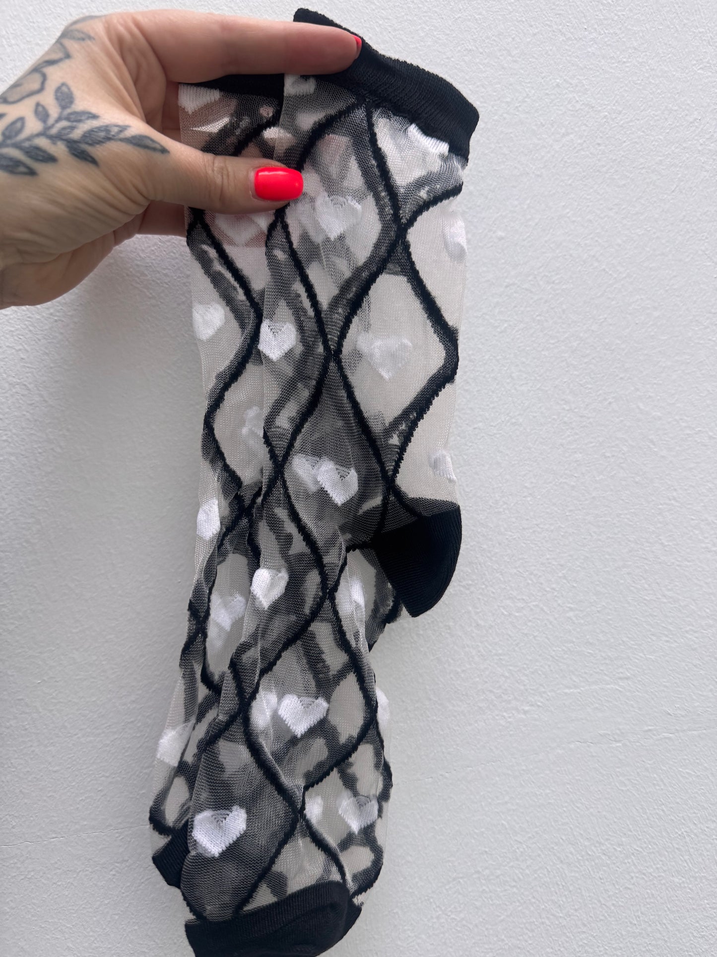 Socken // MESH WHITE HEARTS